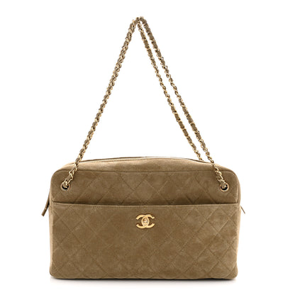 Chanel Suede Quilted Camerissimo Case Dark Beige 1 of 11