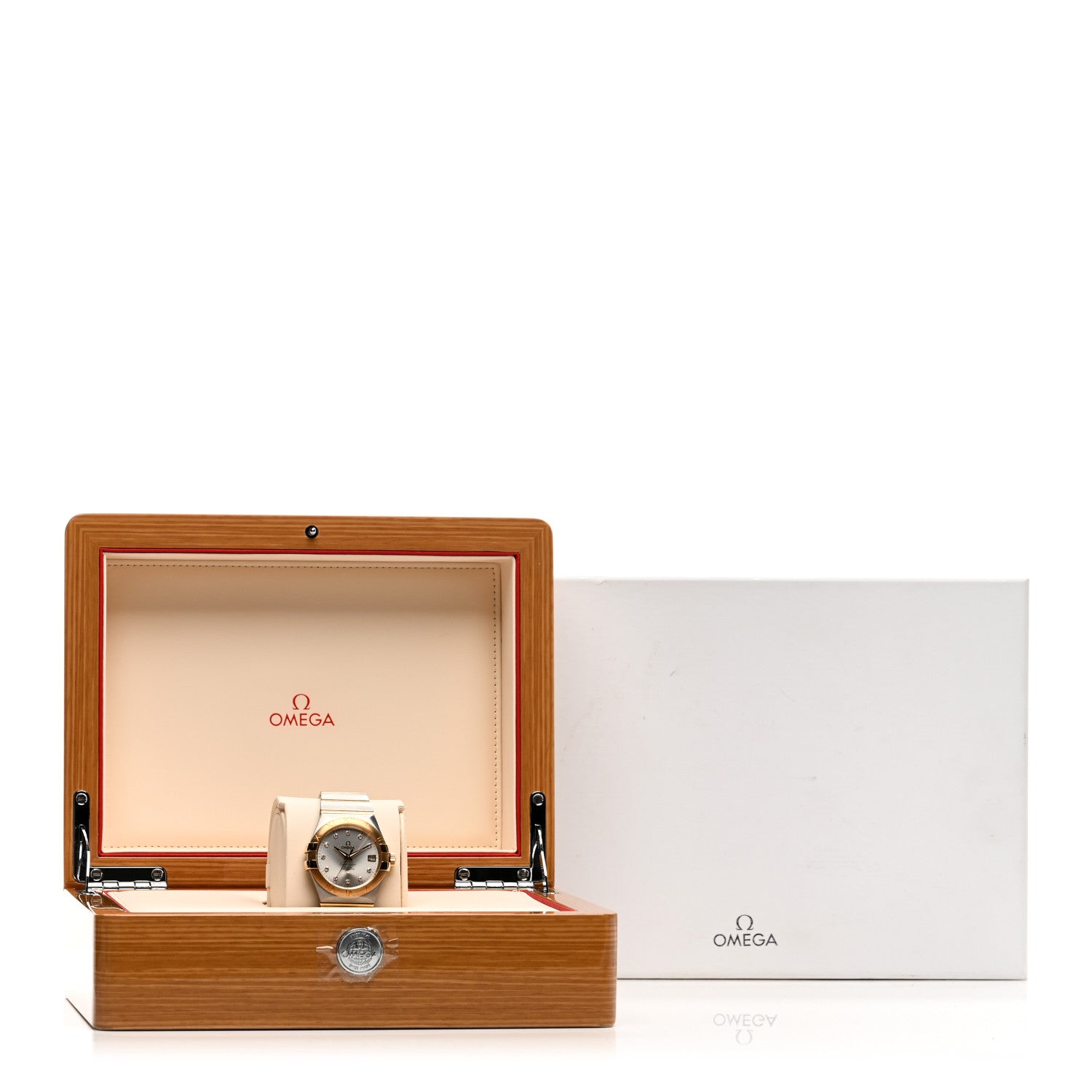 Omega Stainless Steel 18K Yellow Gold Diamond 35mm Constellation Co-Axial Automatic Watch Silver 123.20.35.20.52.002 5 of 5