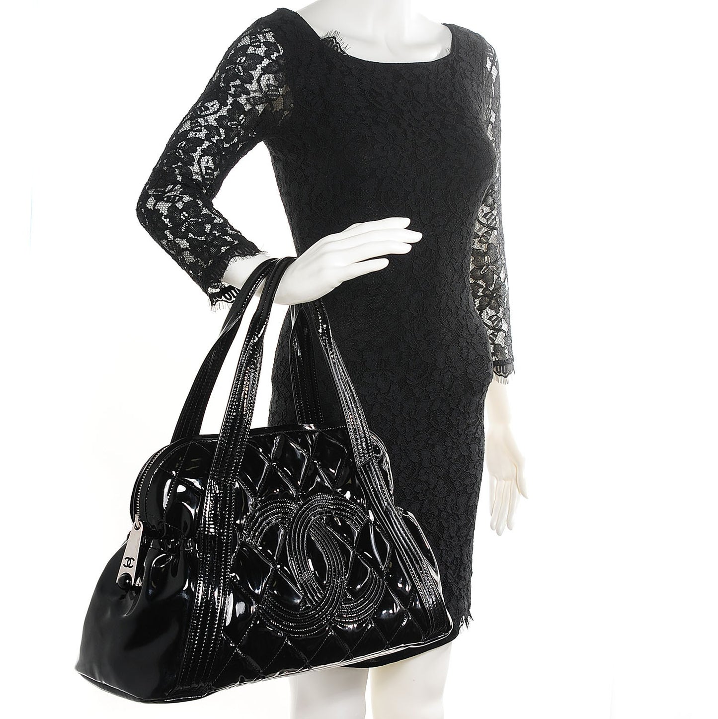 Vinyl Quilted CC Large Tote Black