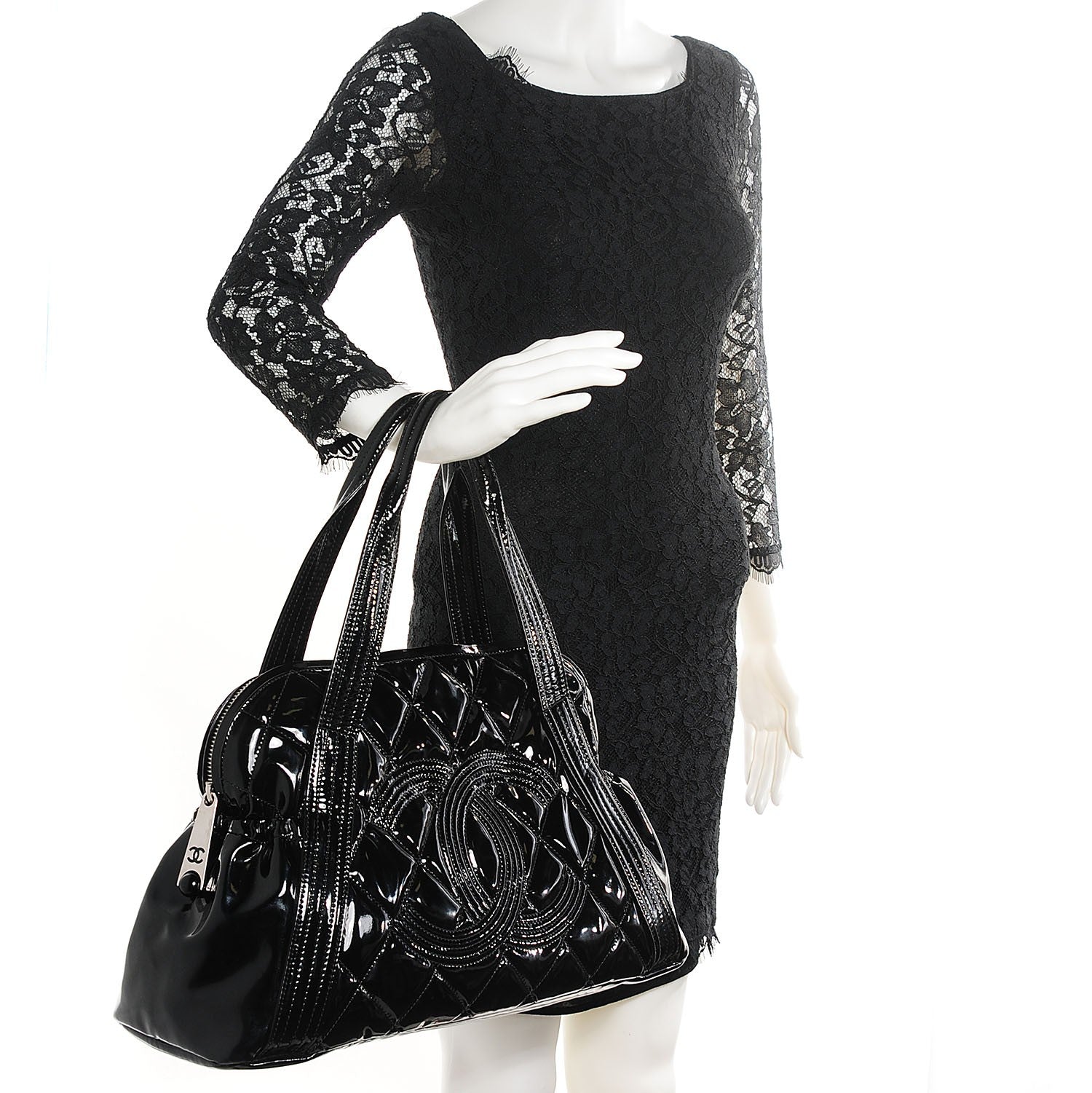 Chanel Vinyl Quilted CC Large Tote Black 2 of 7