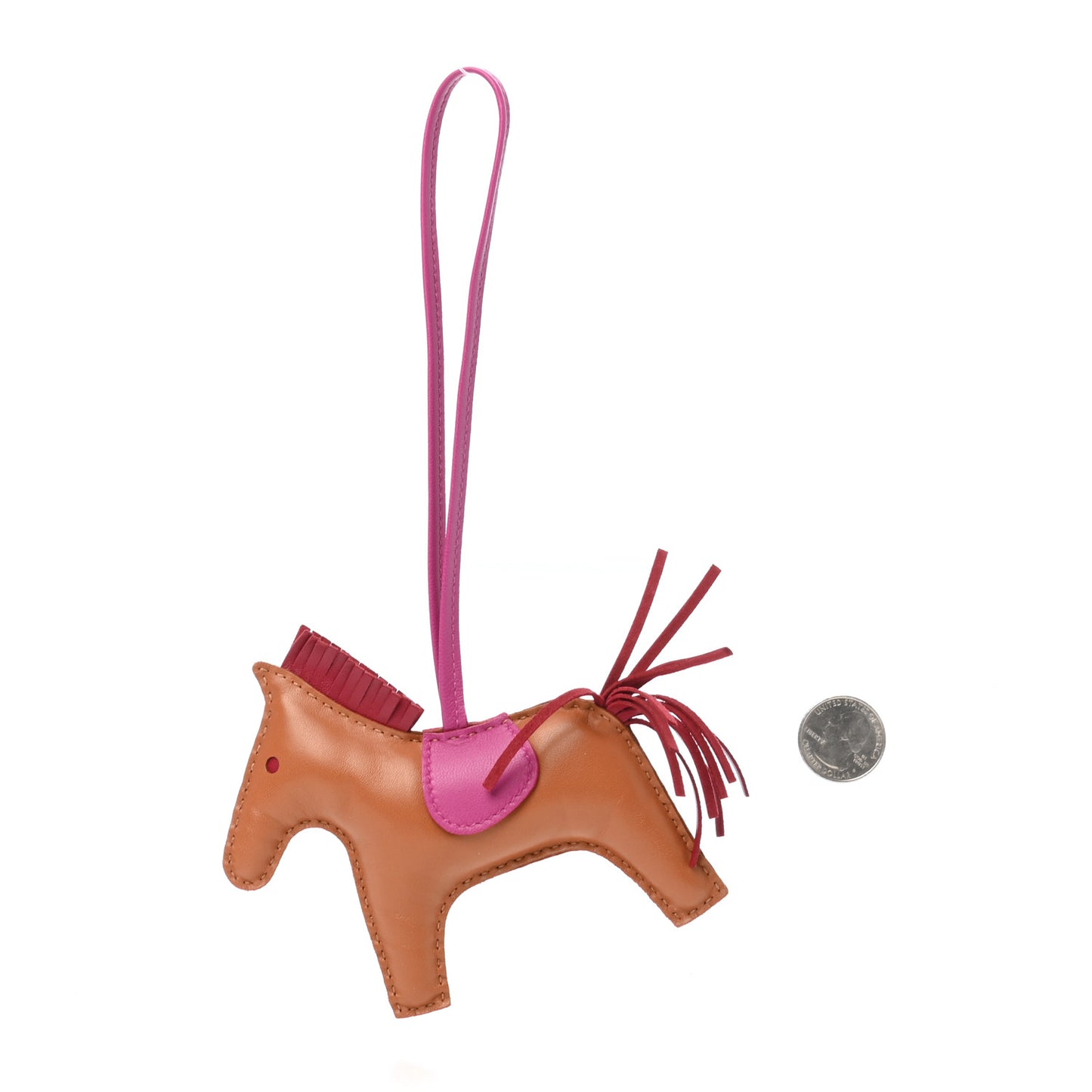 Milo Lambskin Grigri Rodeo Horse Bag Charm MM Gold Rubis Rose Pourpre