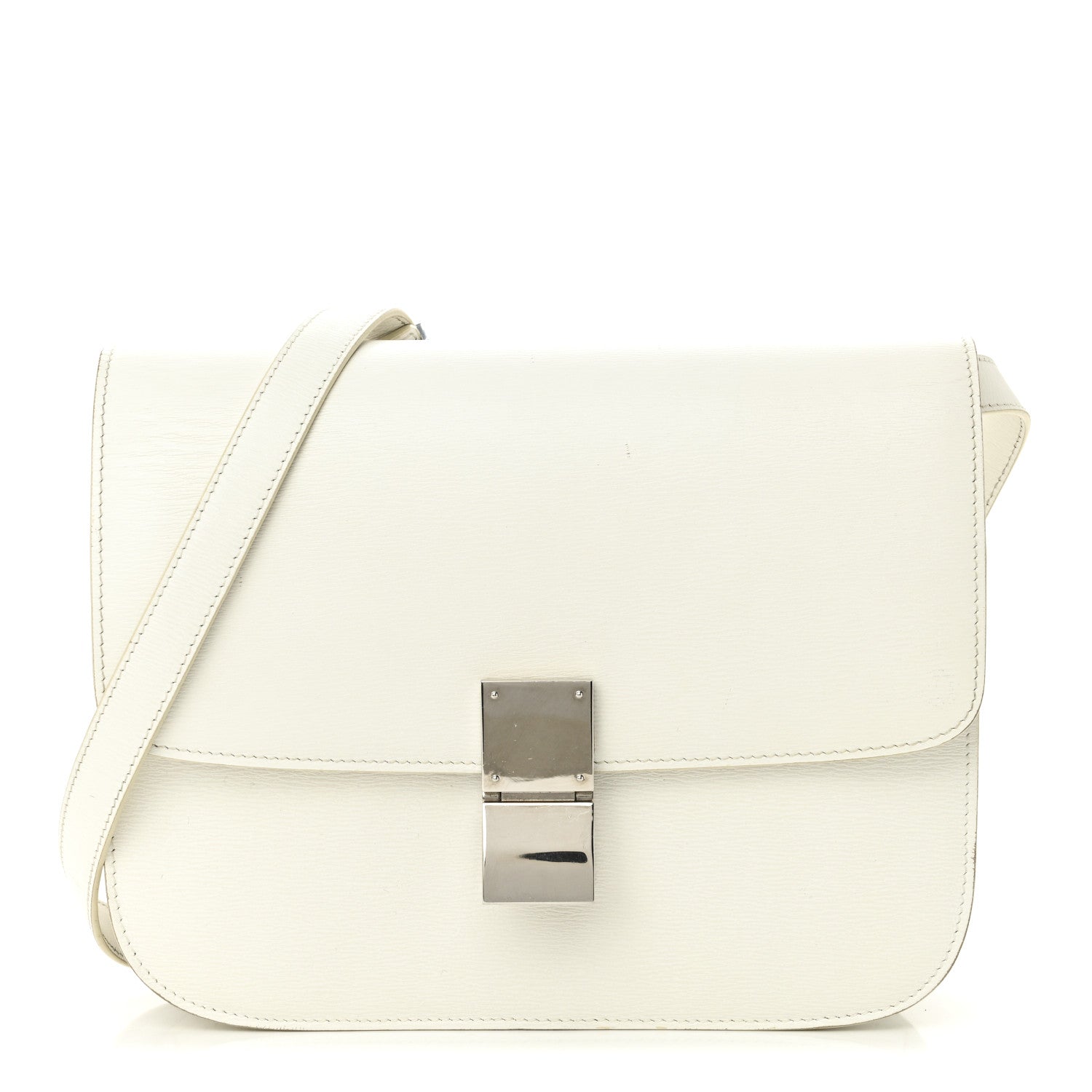 Celine Liege Calfskin Medium Classic Box Flap Bag White White 1 of 10