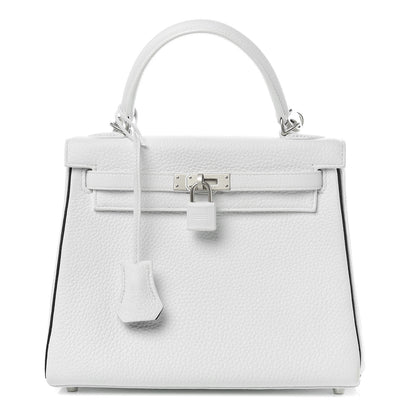 Hermes Taurillon Clemence Horseshoe Kelly Retourne 25 White Black 1 of 43