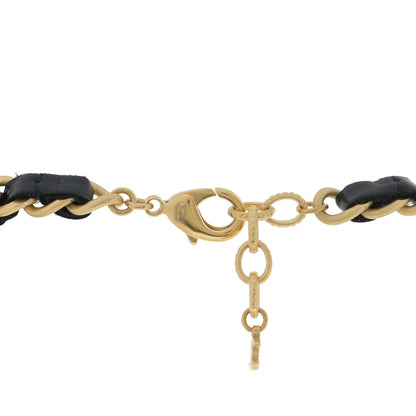 Chanel Calfskin Pearl Chain 90's Camellia Long Necklace Black Gold 4 of 5