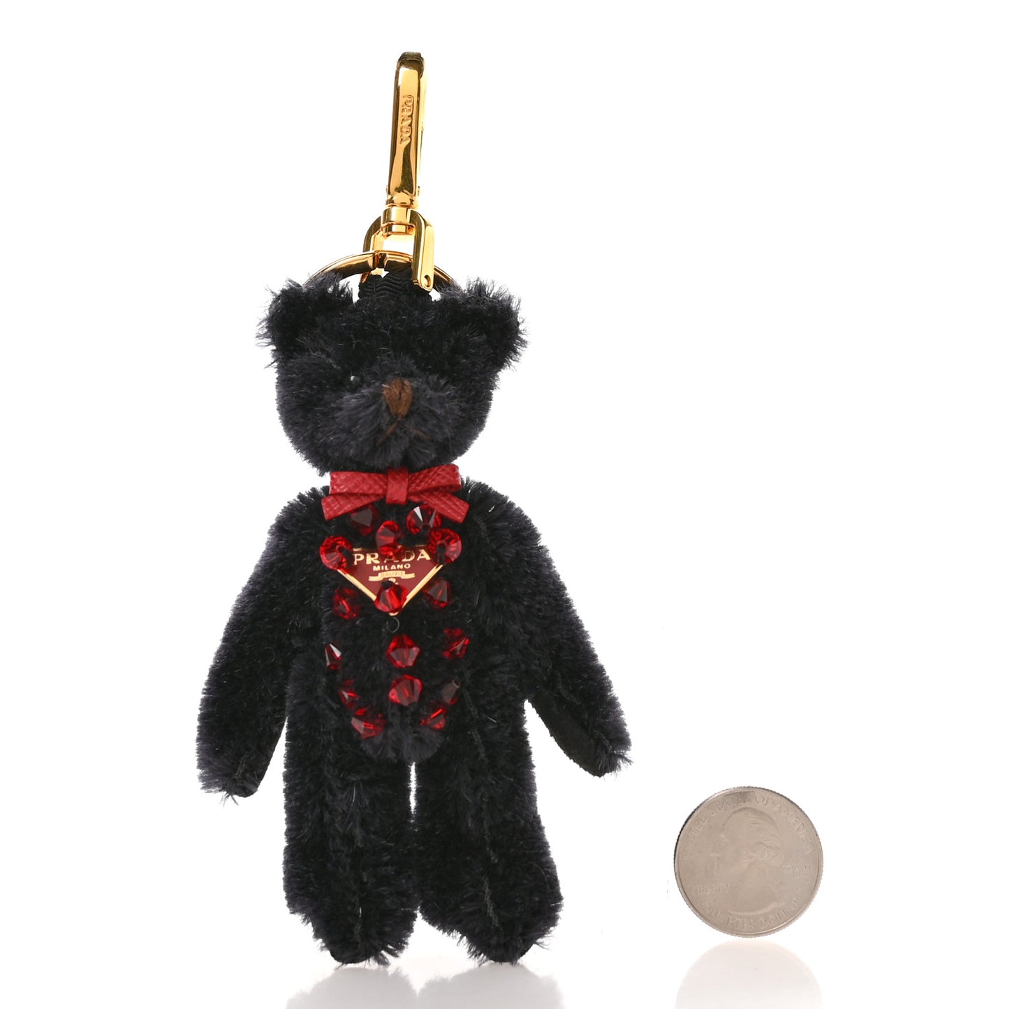 Crystal Teddy Bear Keychain Black Red