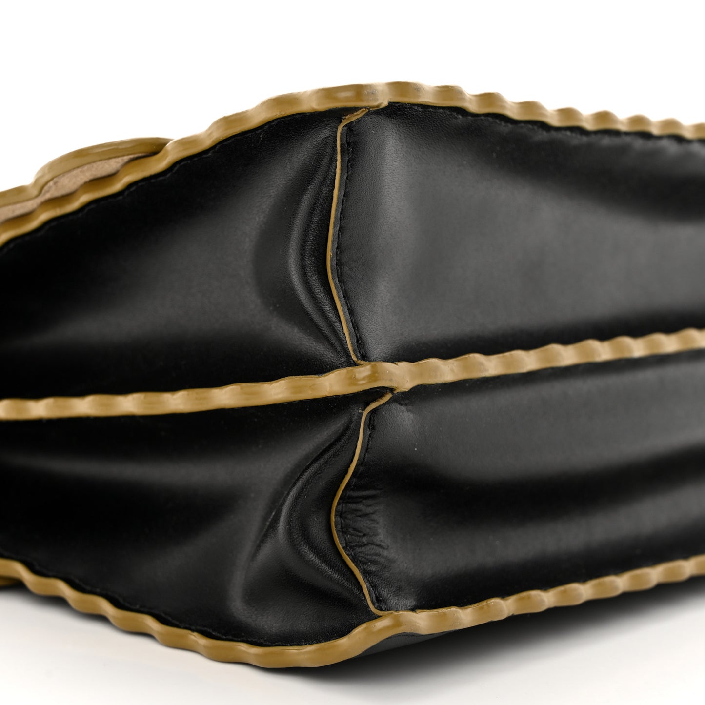 Vitello Liberty Scalloped Studded Kan I Shoulder Bag Black