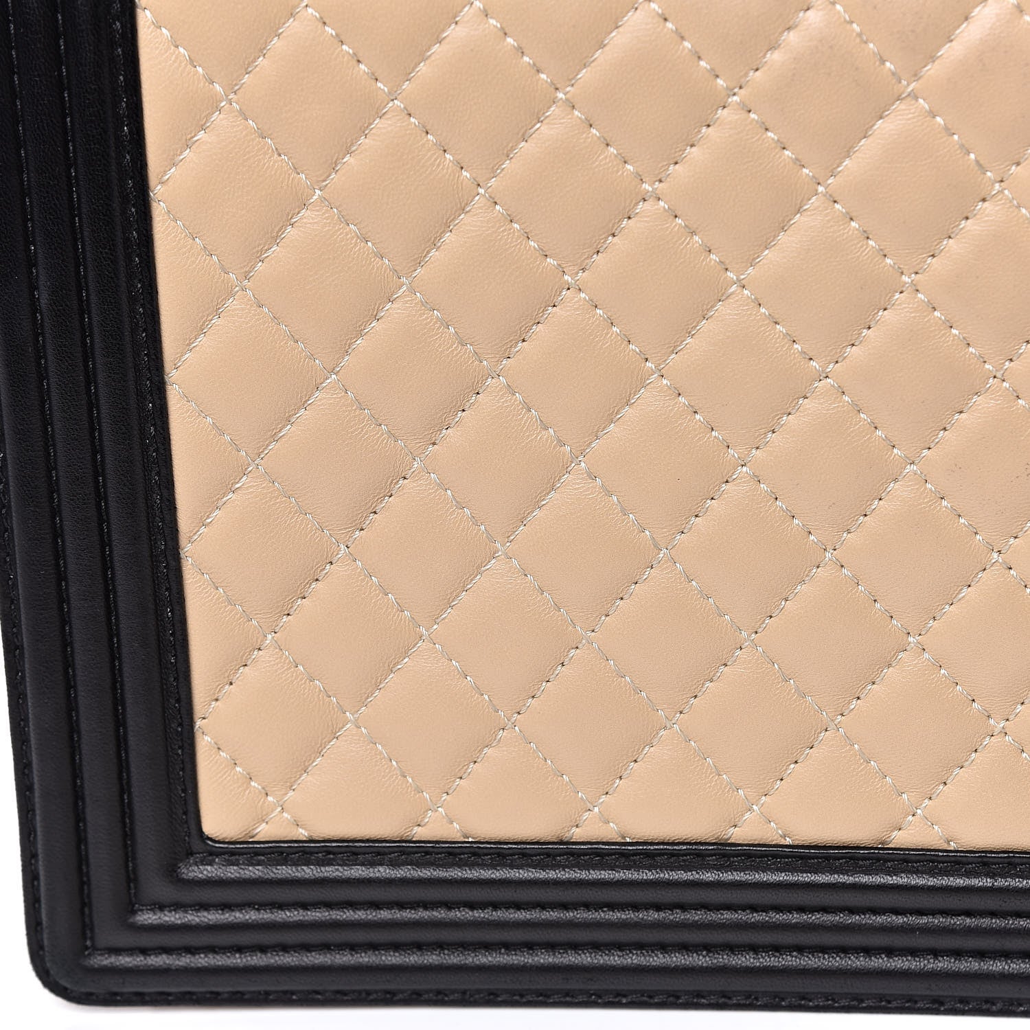Chanel Lambskin Quilted Large Boy Flap Beige Black 9 of 14