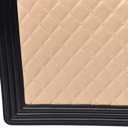Chanel Lambskin Quilted Large Boy Flap Beige Black 9 of 14