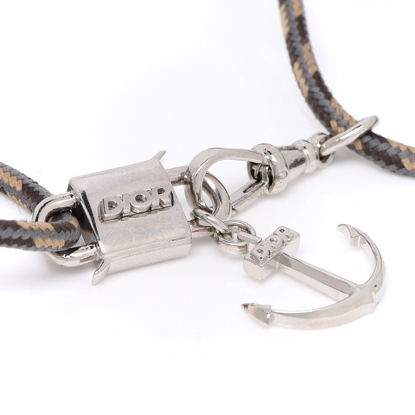 Technical Cord Brass Anchor Bracelet Blue Grey