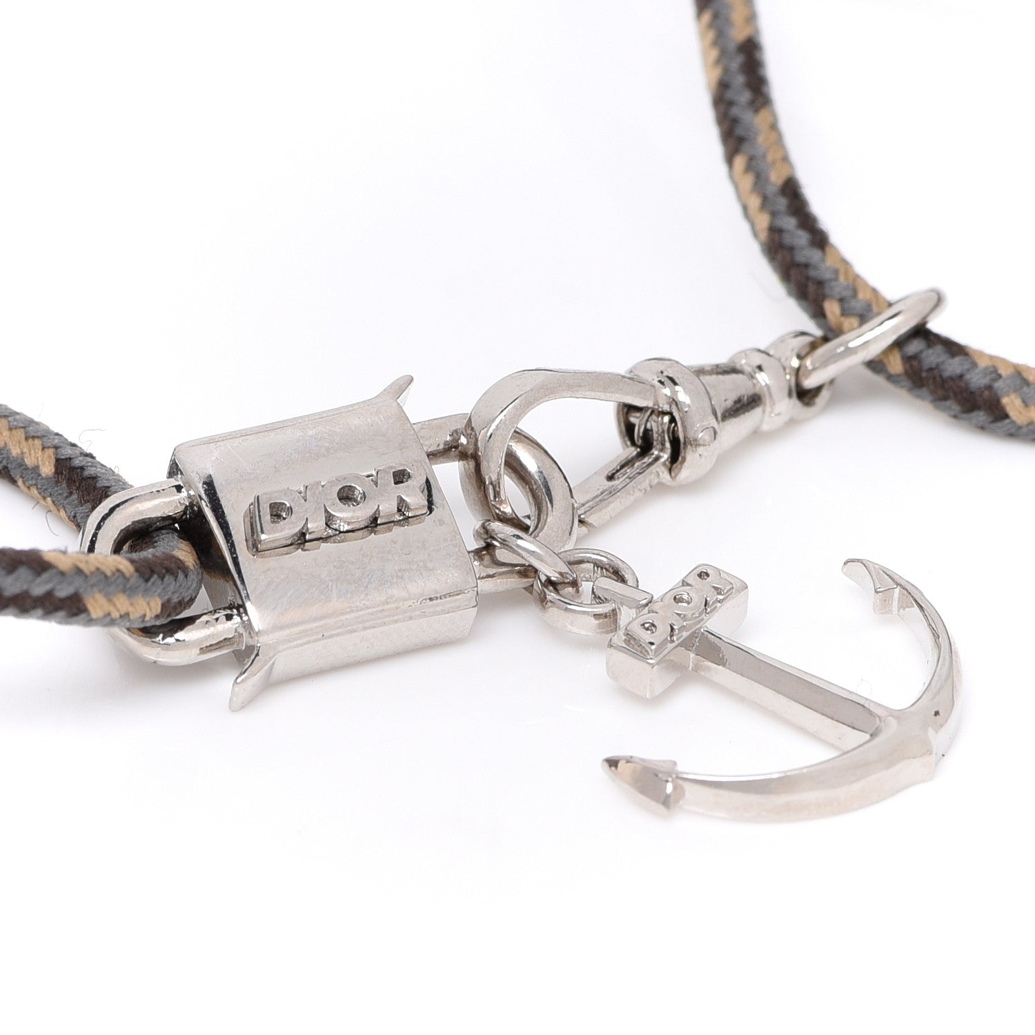 Christian Dior Technical Cord Brass Anchor Bracelet Blue Grey 4 of 4