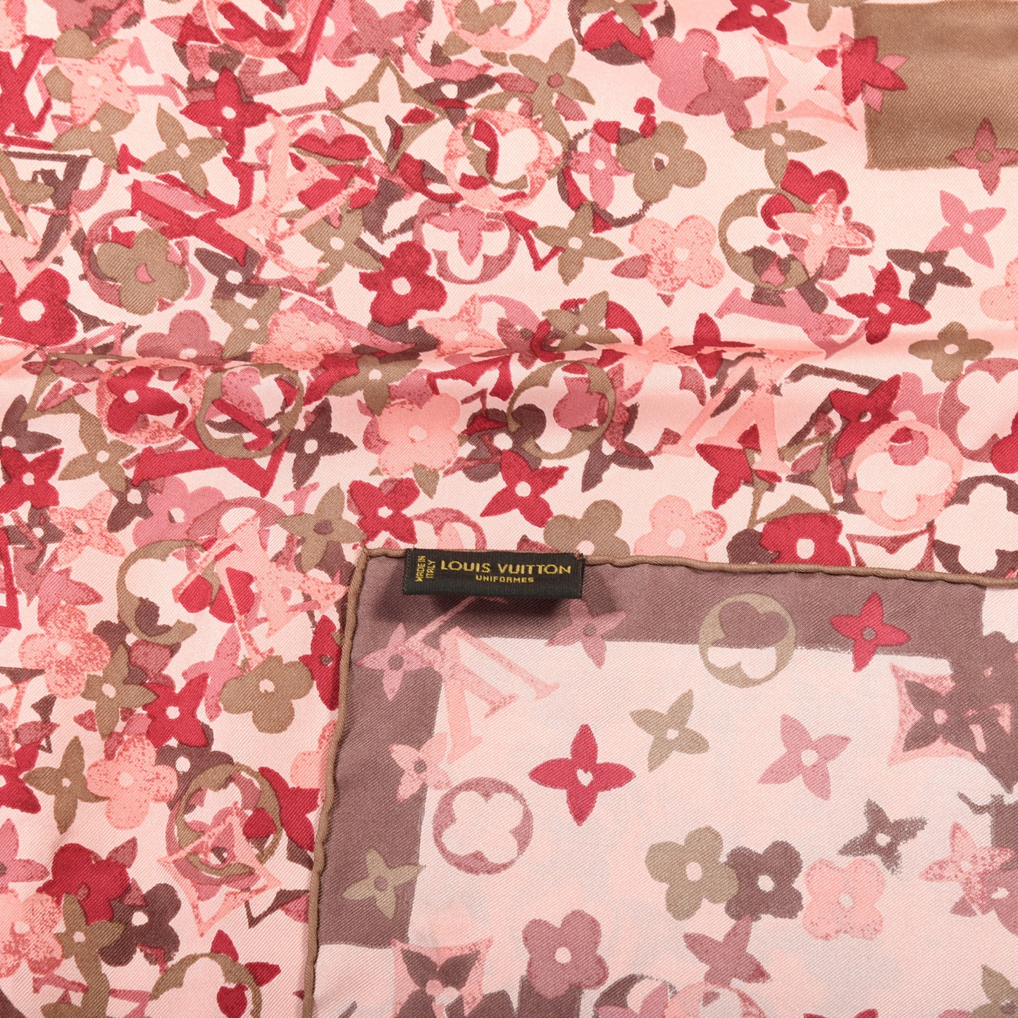 Silk Monogram Arty Square Scarf Pale Pink