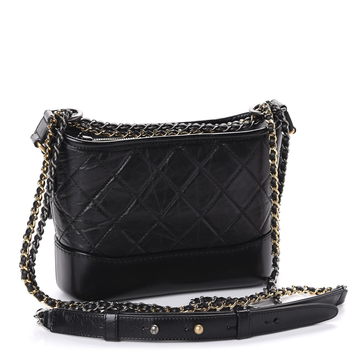 Chanel Aged Calfskin Quilted Small Gabrielle Hobo Black 3 of 11