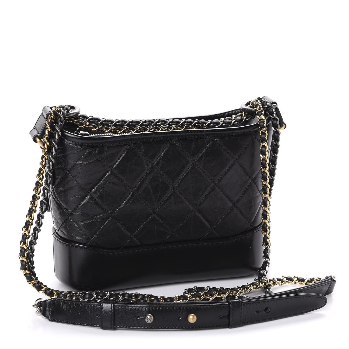 Aged Calfskin Quilted Small Gabrielle Hobo Black