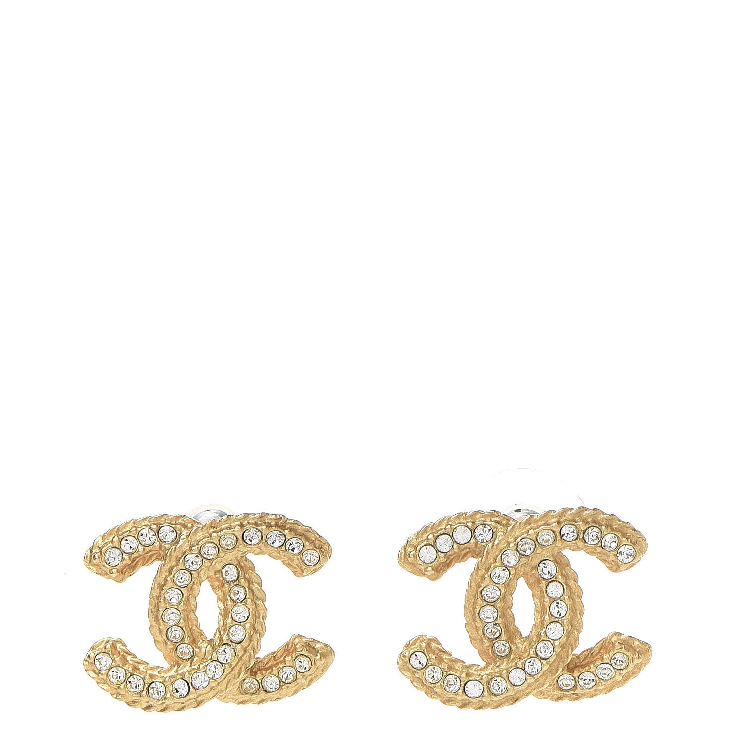 Chanel Crystal CC Earrings Gold 1 of 5