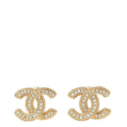 Chanel Crystal CC Earrings Gold 1 of 5