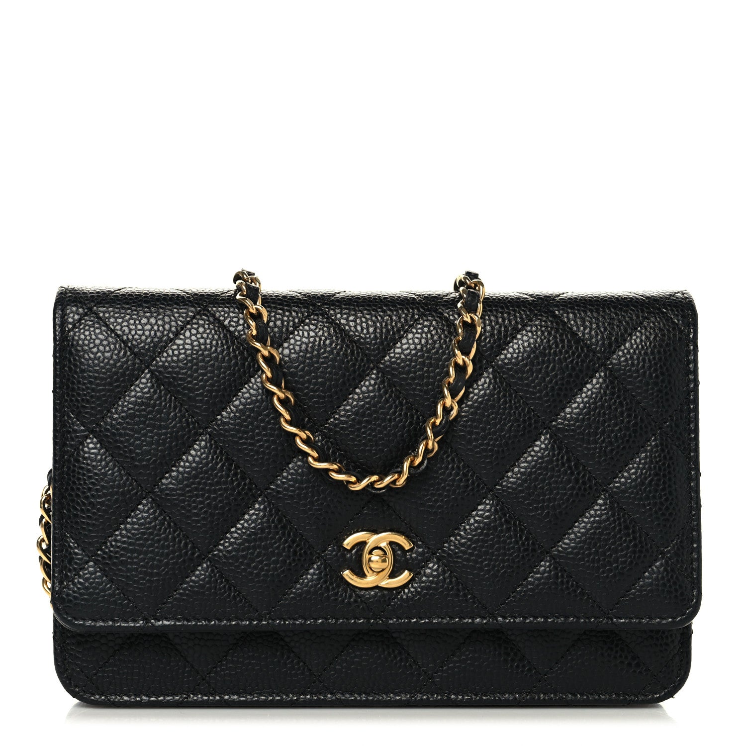 Chanel Caviar Quilted CC Turnlock Wallet On Chain WOC Black 1 of 12