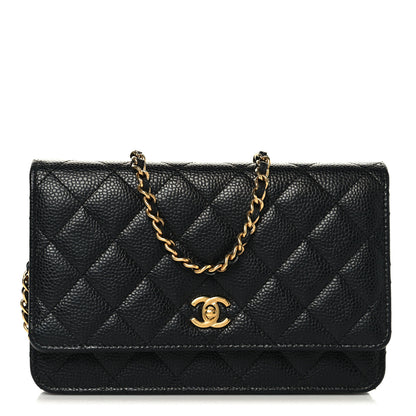 Chanel Caviar Quilted CC Turnlock Wallet On Chain WOC Black 1 of 12