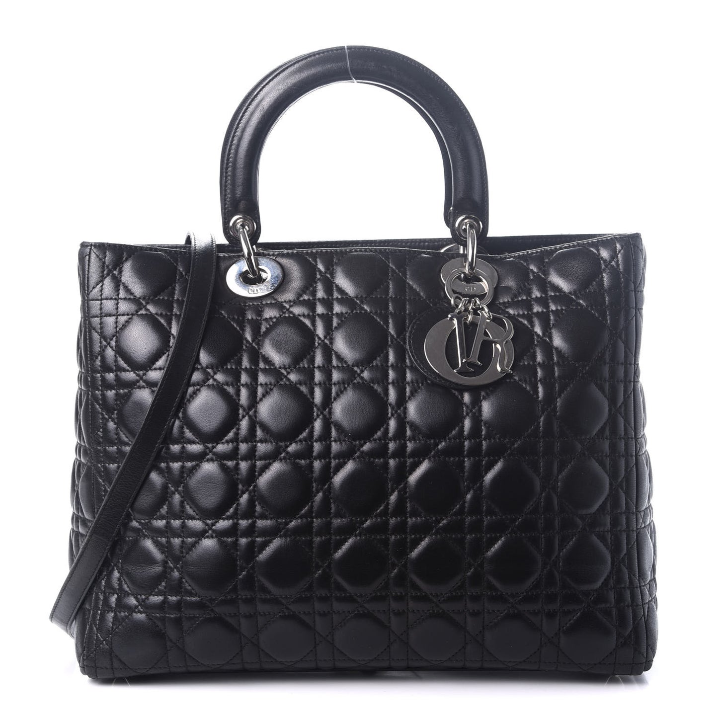 Lambskin Cannage Large Lady Dior Black