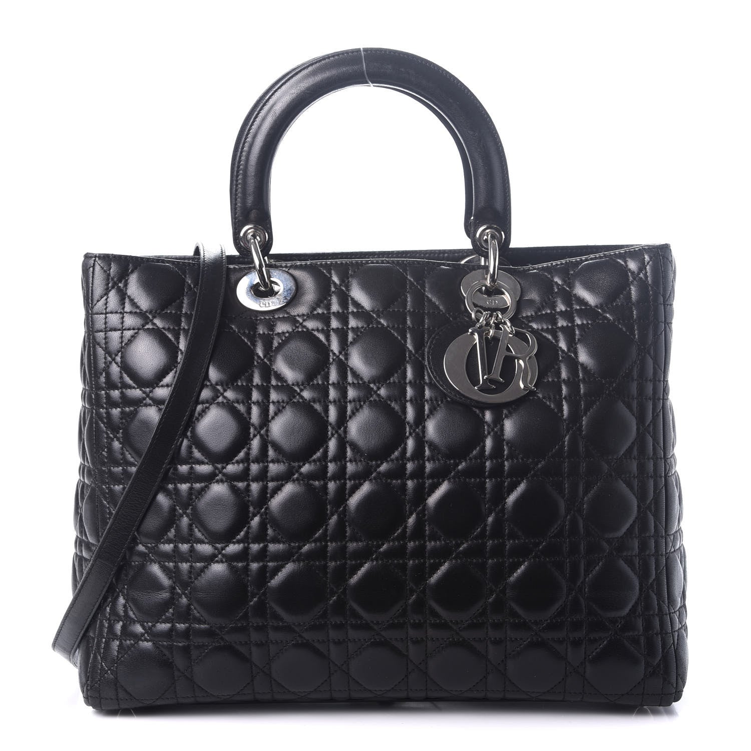 Christian Dior Lambskin Cannage Large Lady Dior Black 1 of 8
