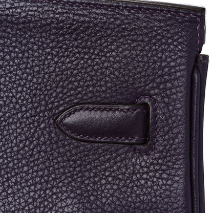 Hermes Taurillon Clemence Birkin 40 Raisin 12 of 46