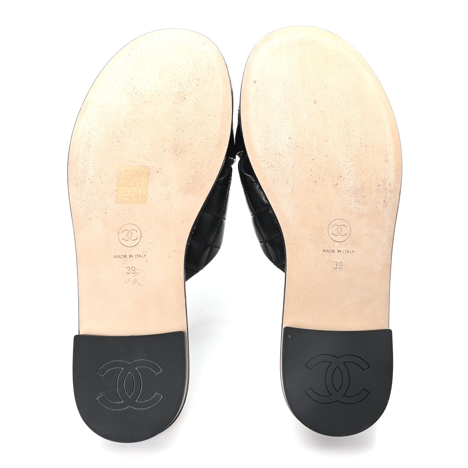 Chanel Lambskin Quilted Chain CC Sandals 39 Black 6 of 9