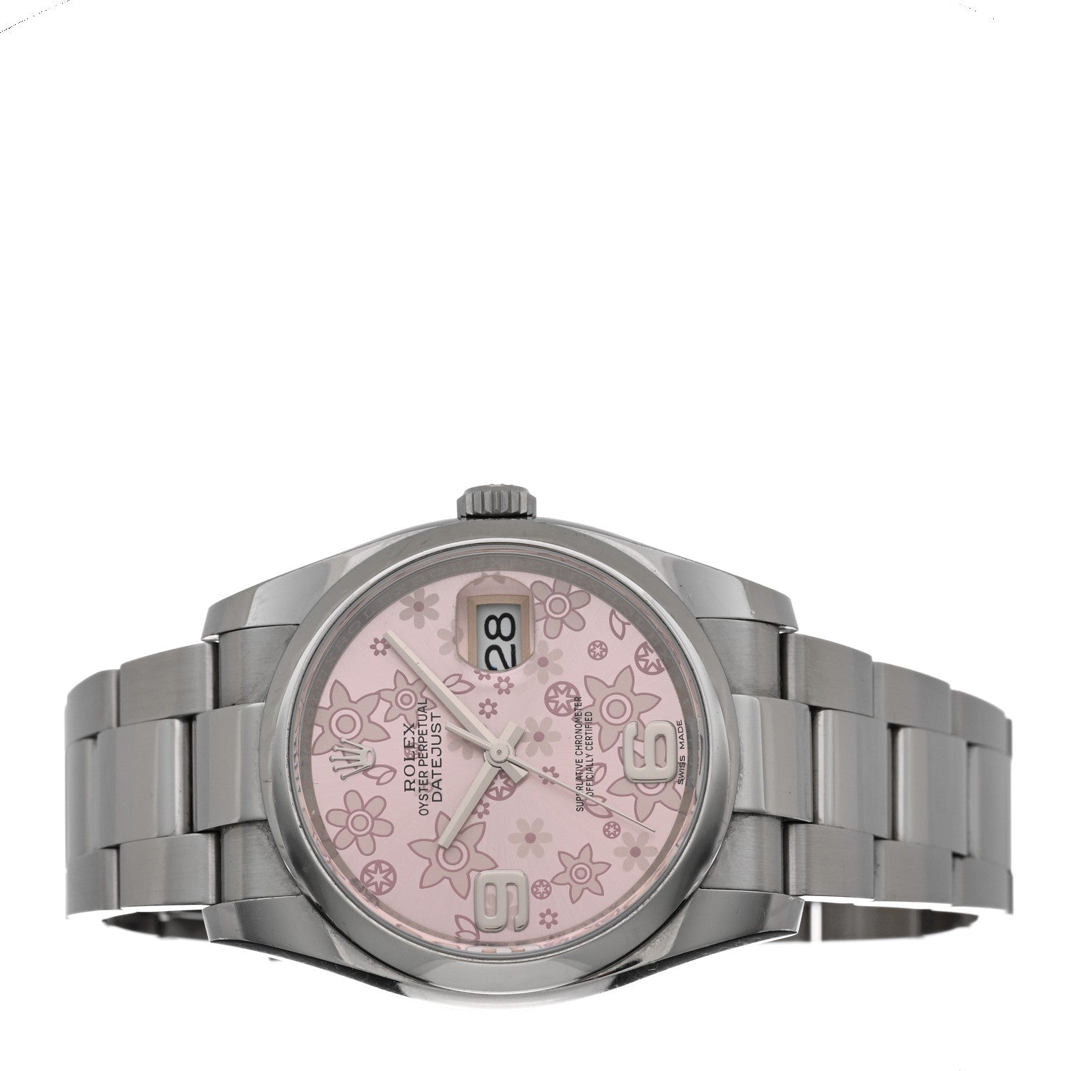 Rolex Stainless Steel 36mm Oyster Perpetual Datejust Watch Pink Flowers 116200 2 of 5