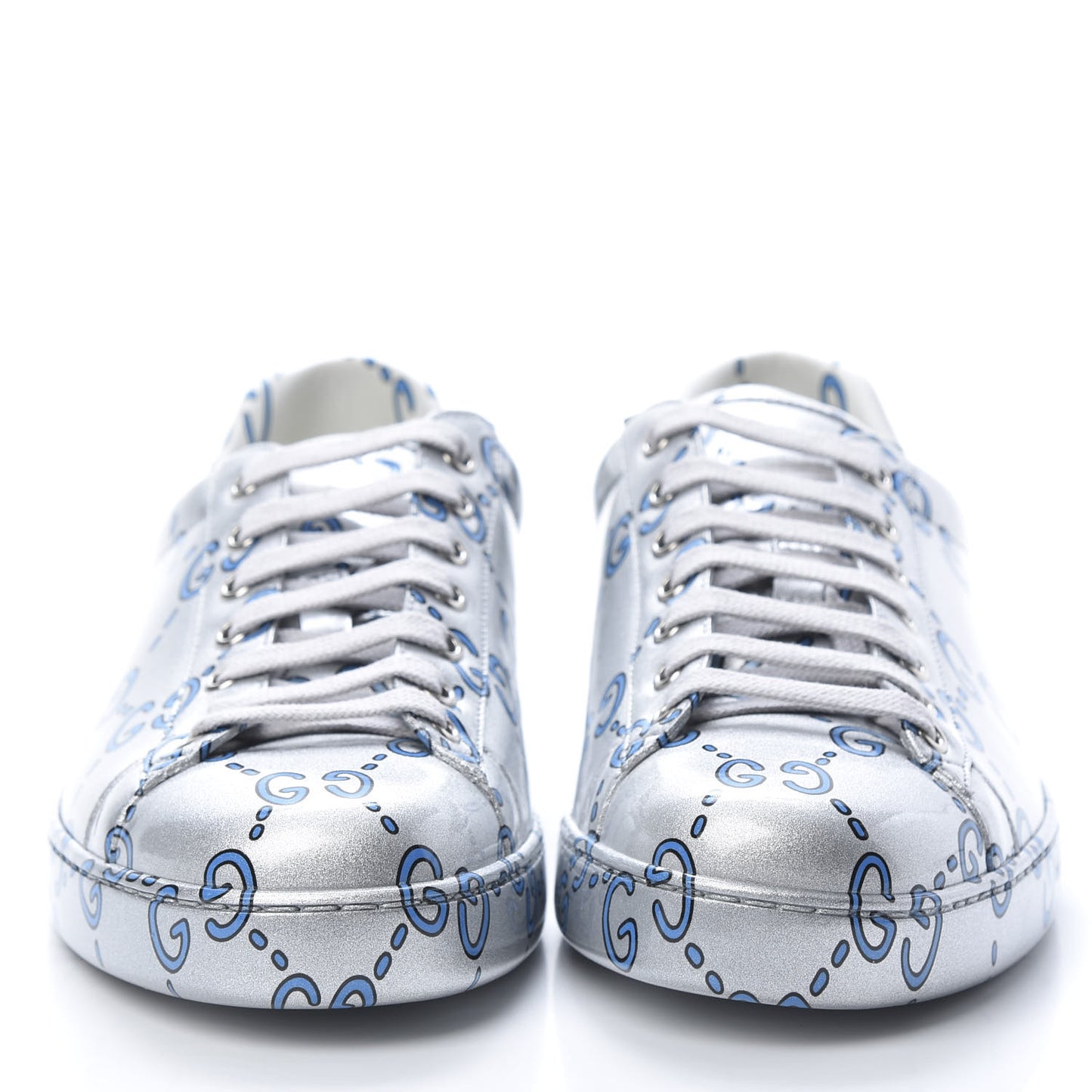 Miro Rubber Wax GucciGhost Print Mens New Ace Sneakers 9.5 Silver