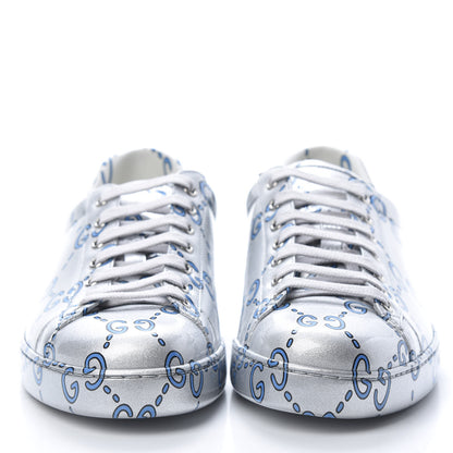 Gucci Miro Rubber Wax GucciGhost Print Mens New Ace Sneakers 9.5 Silver 2 of 8