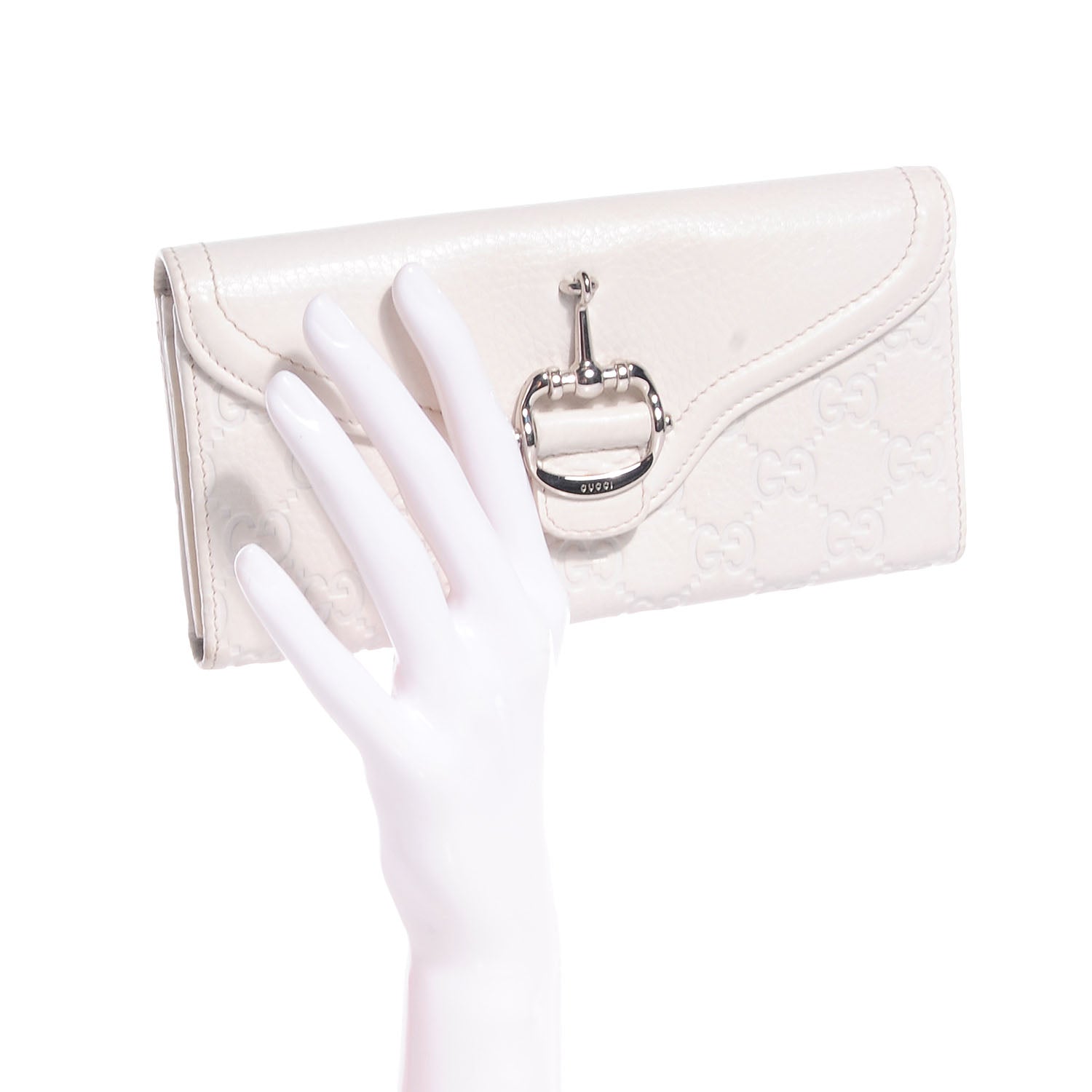 Gucci Guccissima Horsebit Flap Continental Wallet Off White 2 of 6