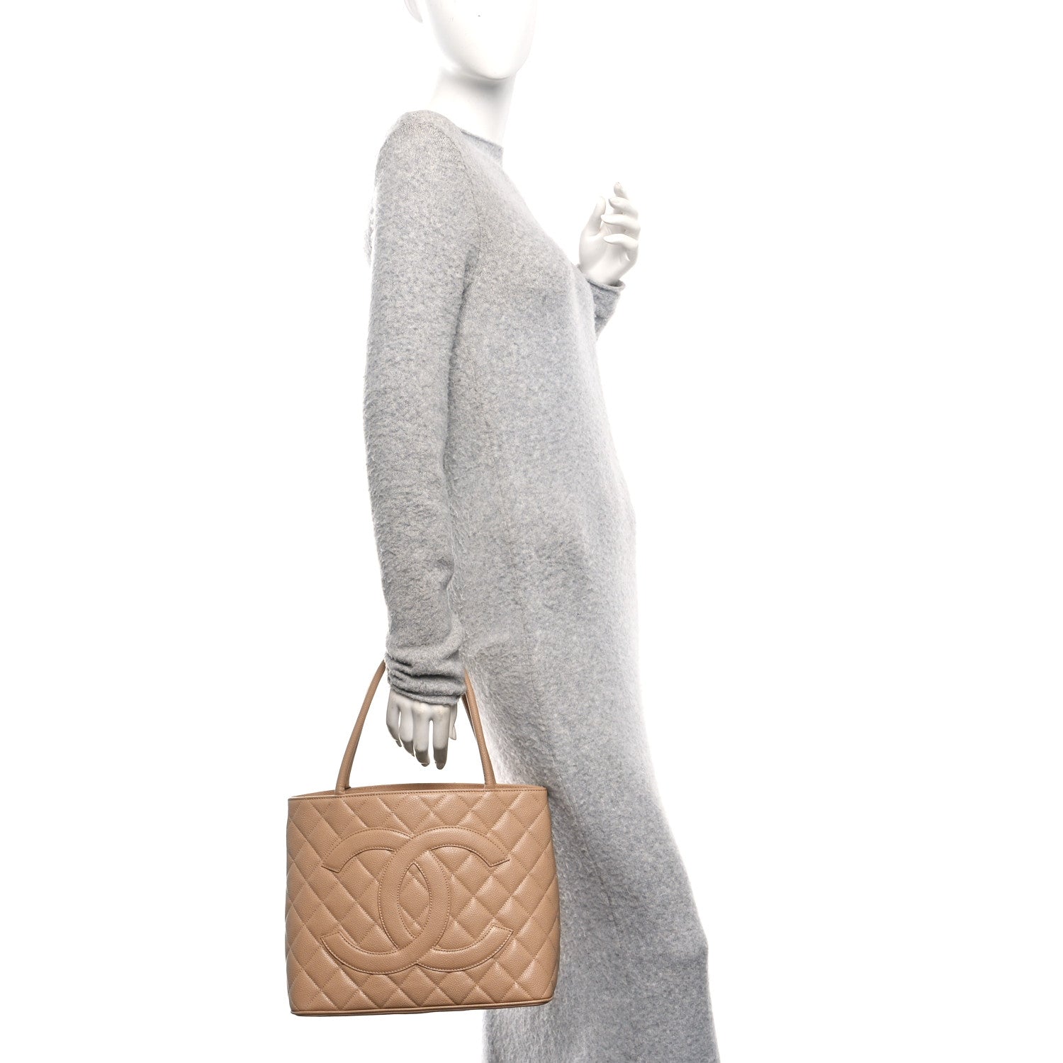 Chanel Caviar Quilted Medallion Tote Beige 2 of 10