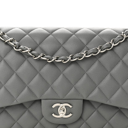 Chanel Caviar Quilted Jumbo Double Flap Grey 8 of 10