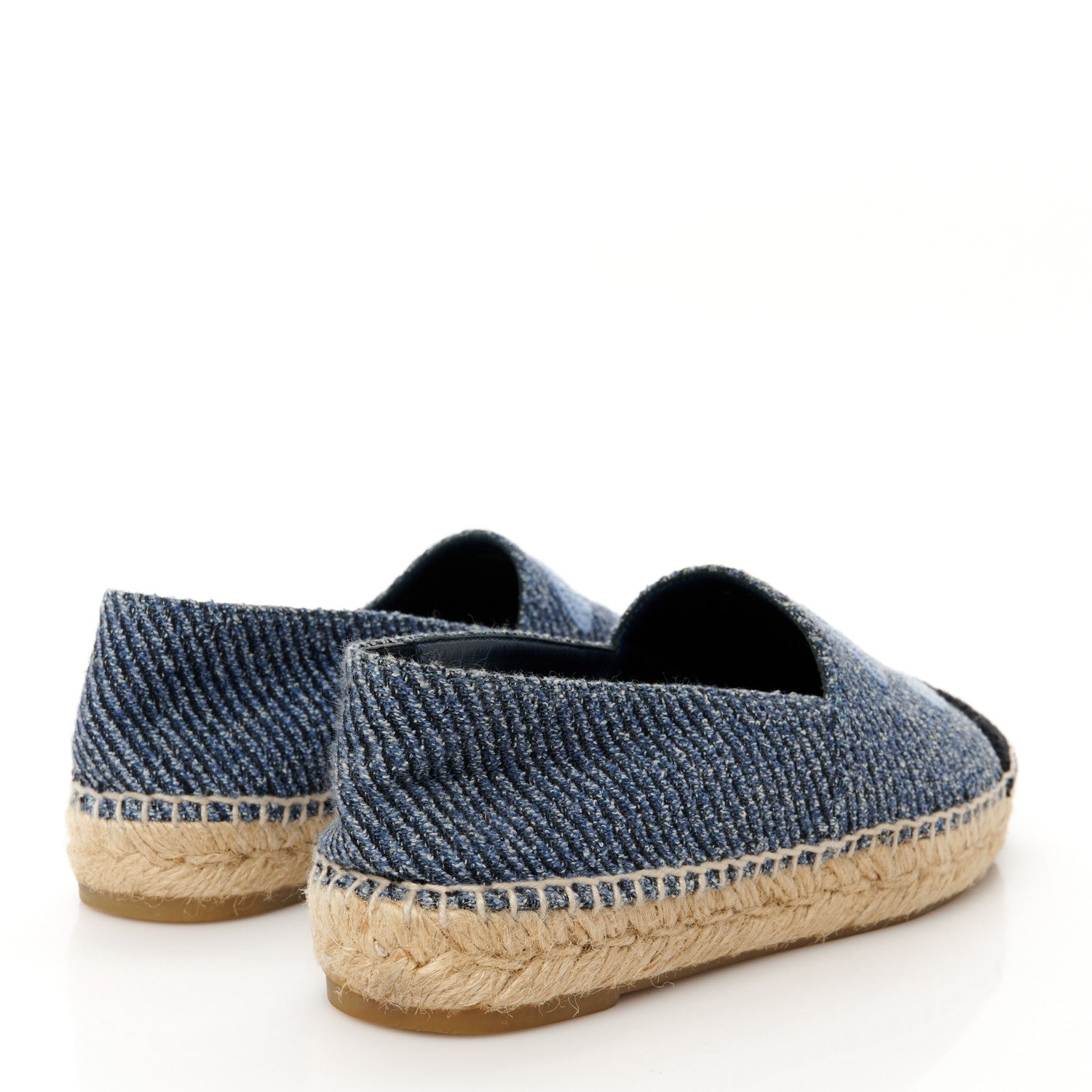 Chanel Cotton Tweed CC Espadrilles 38 Blue Ecru Black 5 of 11