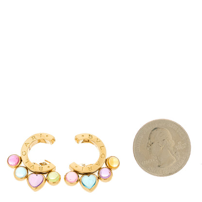 Bulgari 18K Yellow Gold Pink Tourmaline Blue Topaz Amethyst Citrine Peridot Allegra Earrings 3 of 5