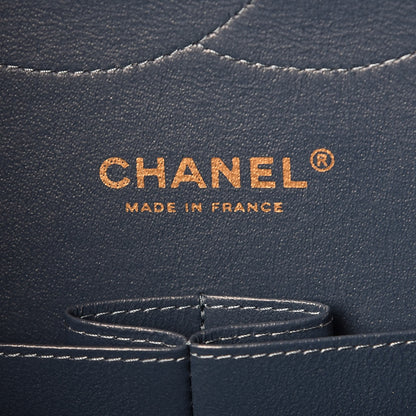 Chanel Metallic Caviar Quilted Jumbo Double Flap Dark Blue 7 of 9