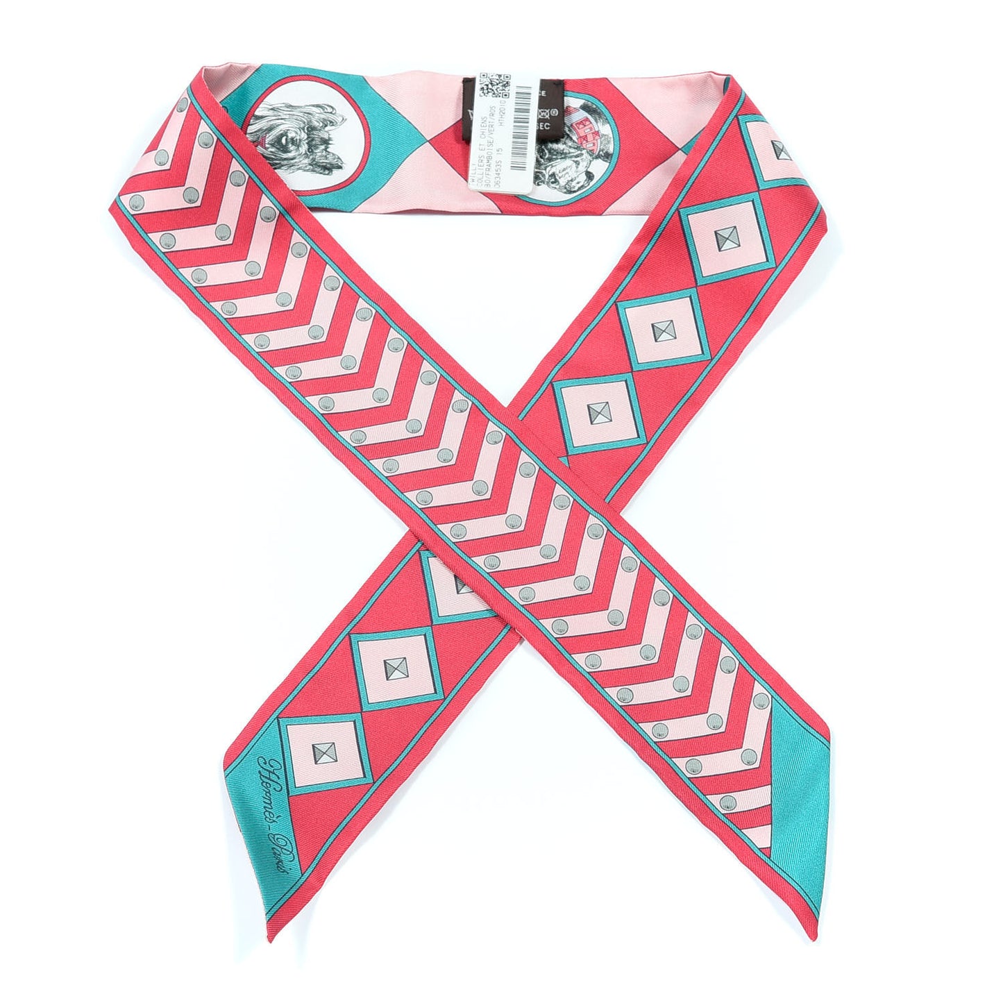 Silk Colliers Et Chiens Twilly Framboise Vert Rose