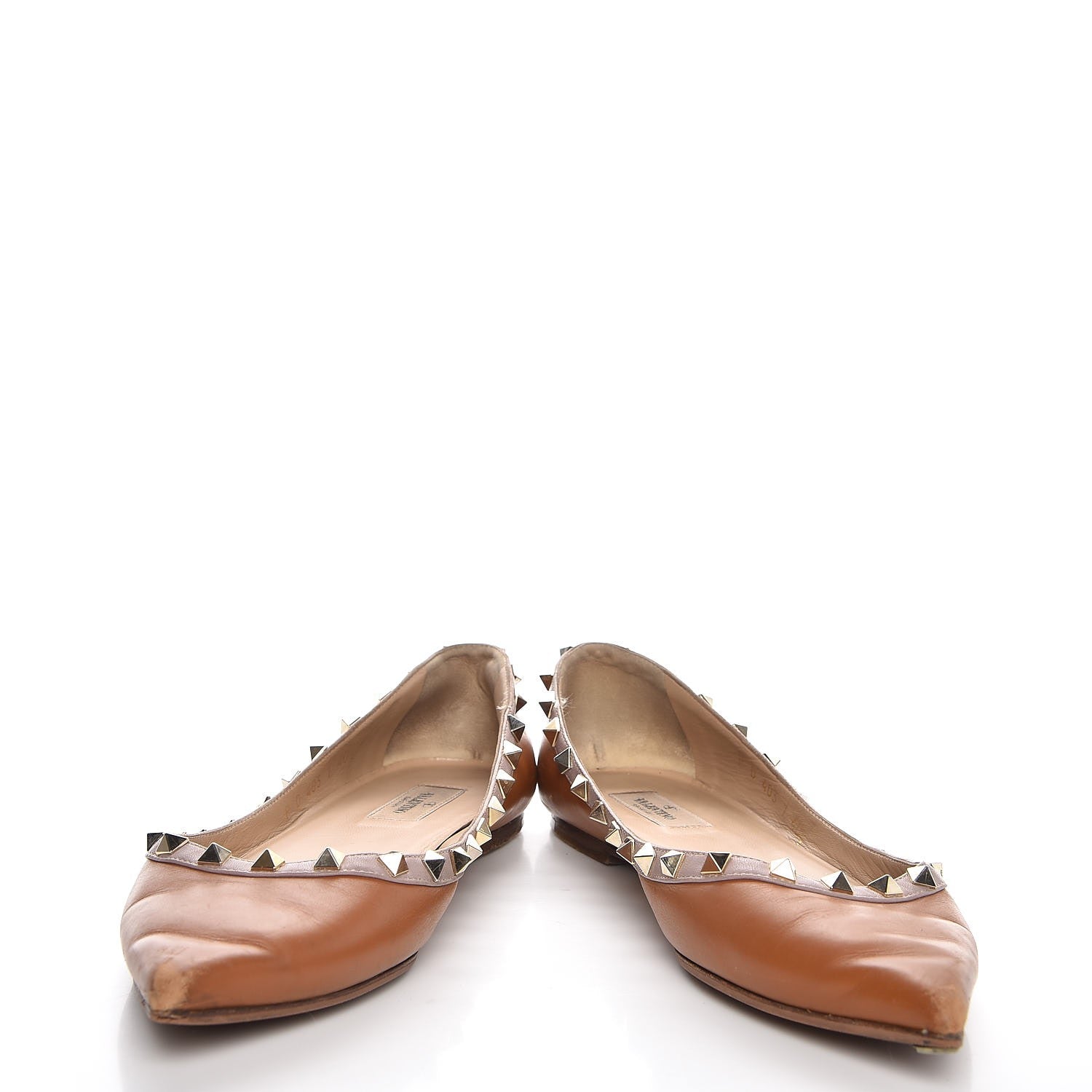 Valentino Garavani Nappa Rockstud Ballerina Flats 40.5 Light Cuir Poudre 5 of 12