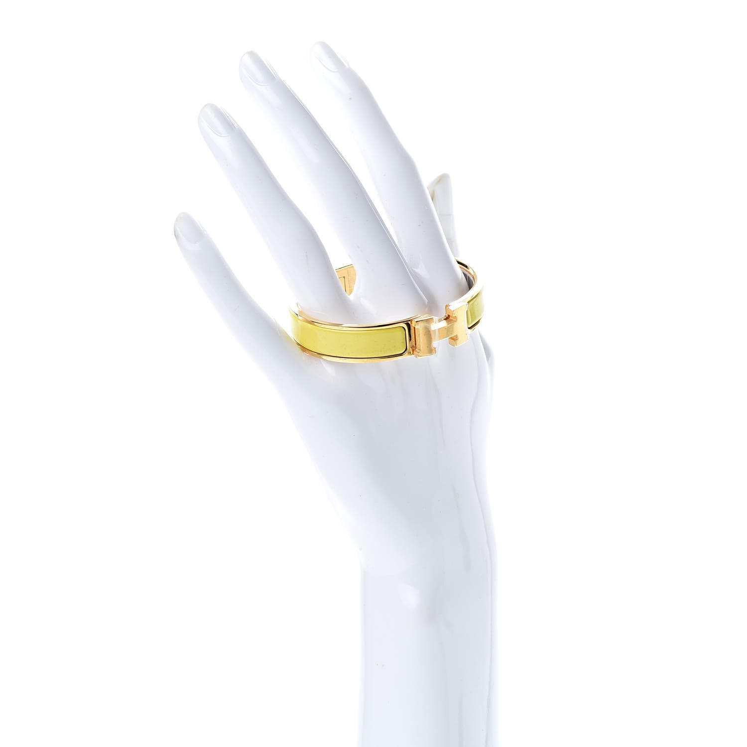 Hermes Enamel Narrow Clic Clac H Bracelet PM Jaune Tennis 2 of 7