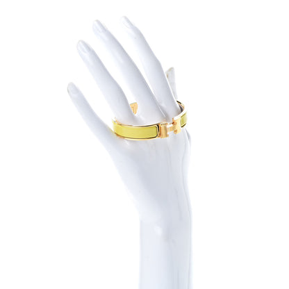 Hermes Enamel Narrow Clic Clac H Bracelet PM Jaune Tennis 2 of 7
