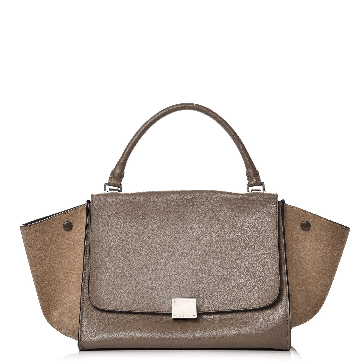 Celine Drummed Calfskin Suede Medium Trapeze Souris 1 of 10