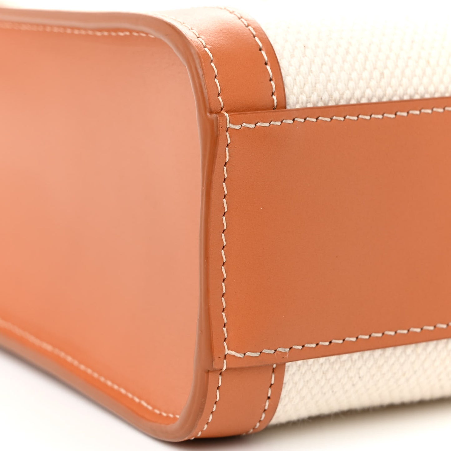 Canvas Calfskin Logo Print Small Vertical Cabas Natural Tan