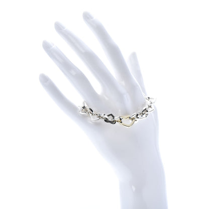 Tiffany Sterling Silver 18K Yellow Gold Heart Links Bracelet 2 of 6