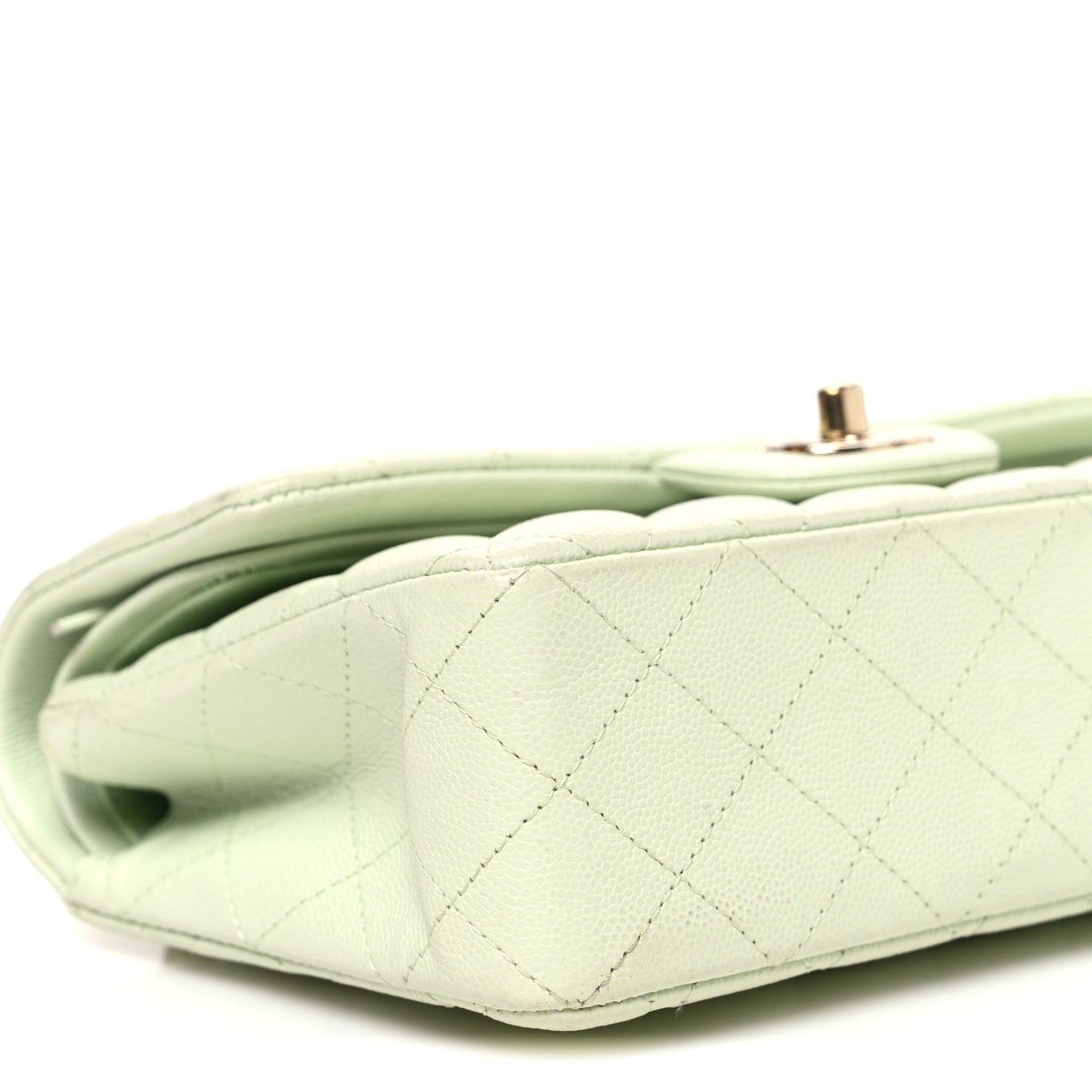 Caviar Quilted Small Double Flap Light Green