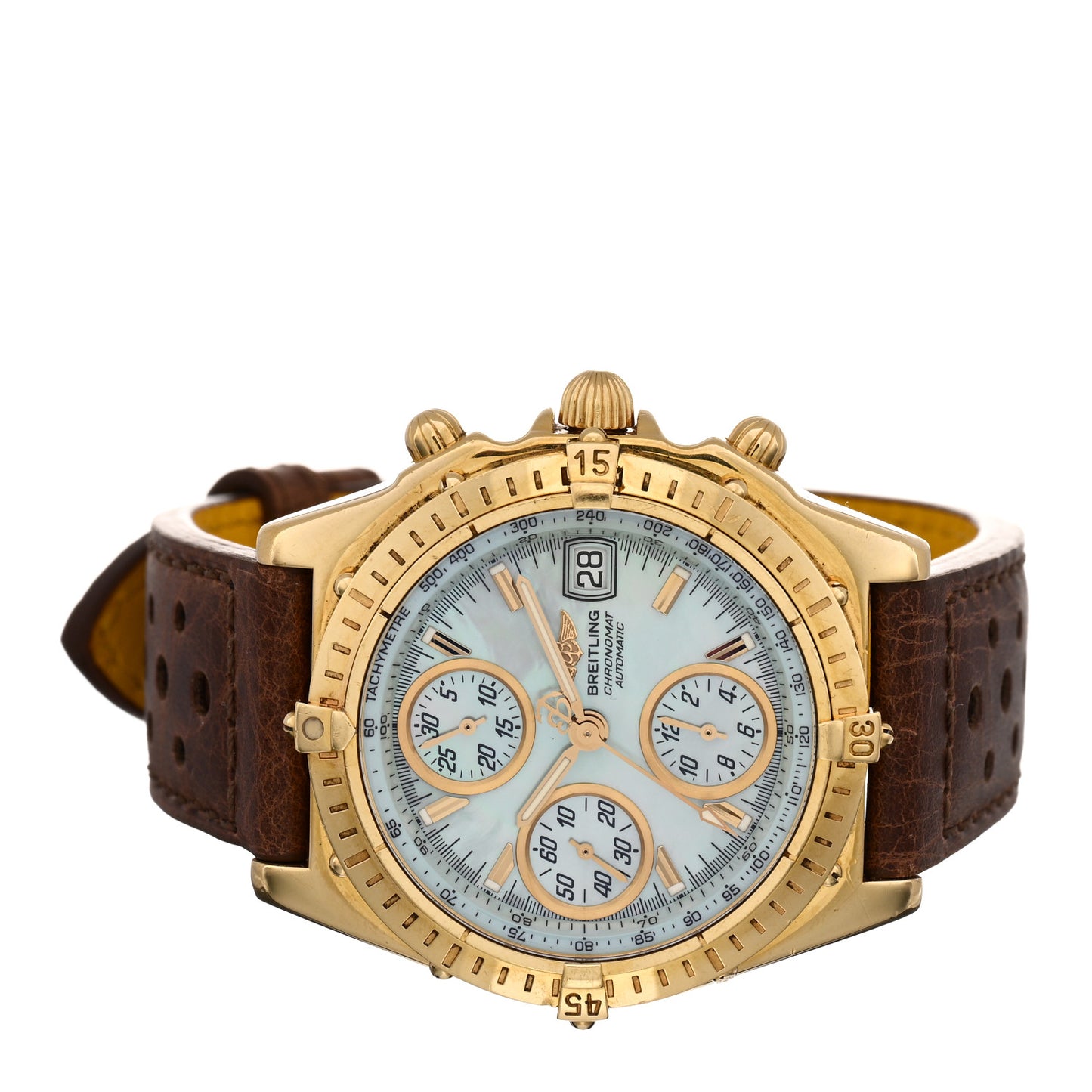 18K Yellow Gold Alligator Mother of Pearl 40mm Chronomat Automatic Watch K13050.1