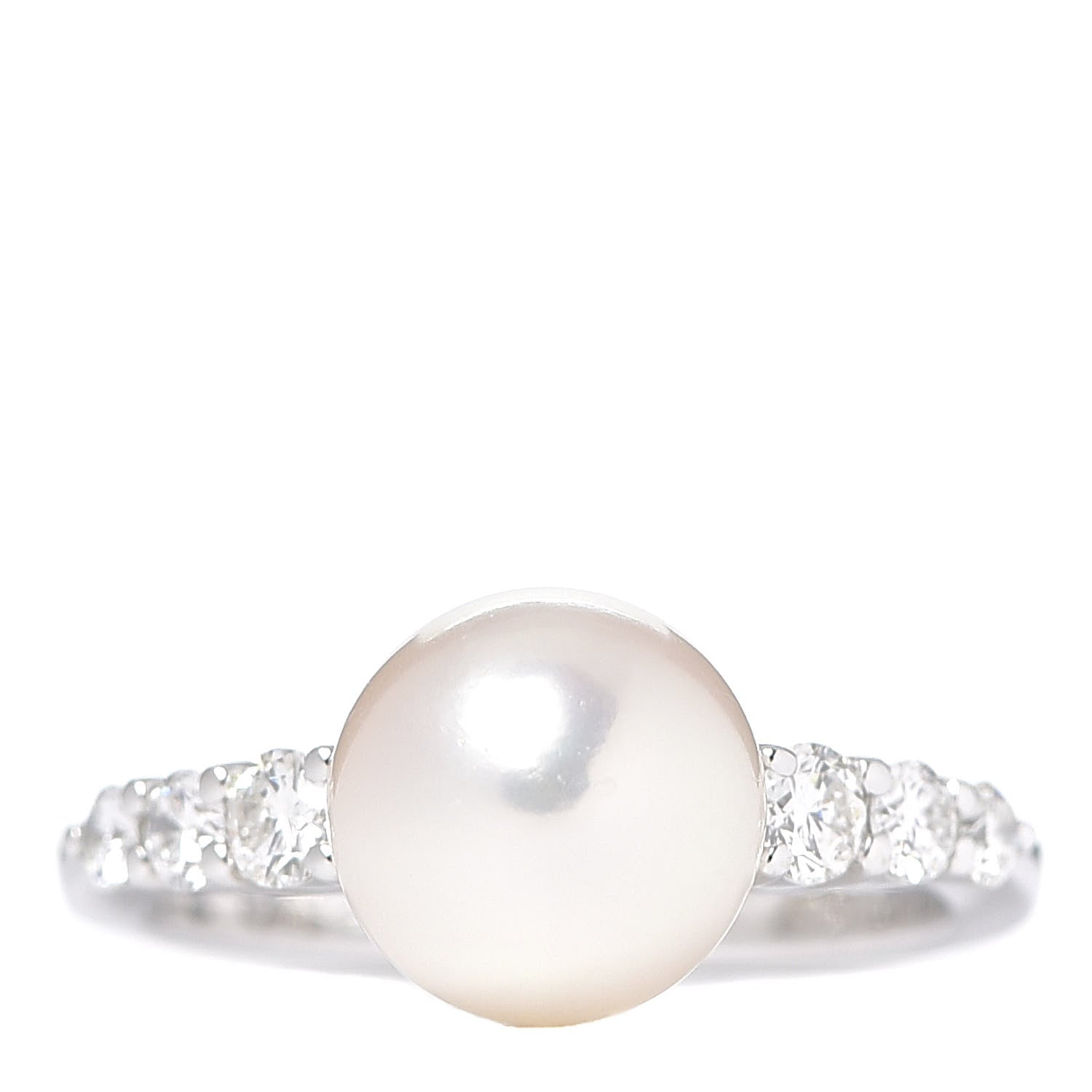 Mikimoto 18K White Gold Diamond Akoya Pearl 8-8.5mm Ring 49 5 1 of 5