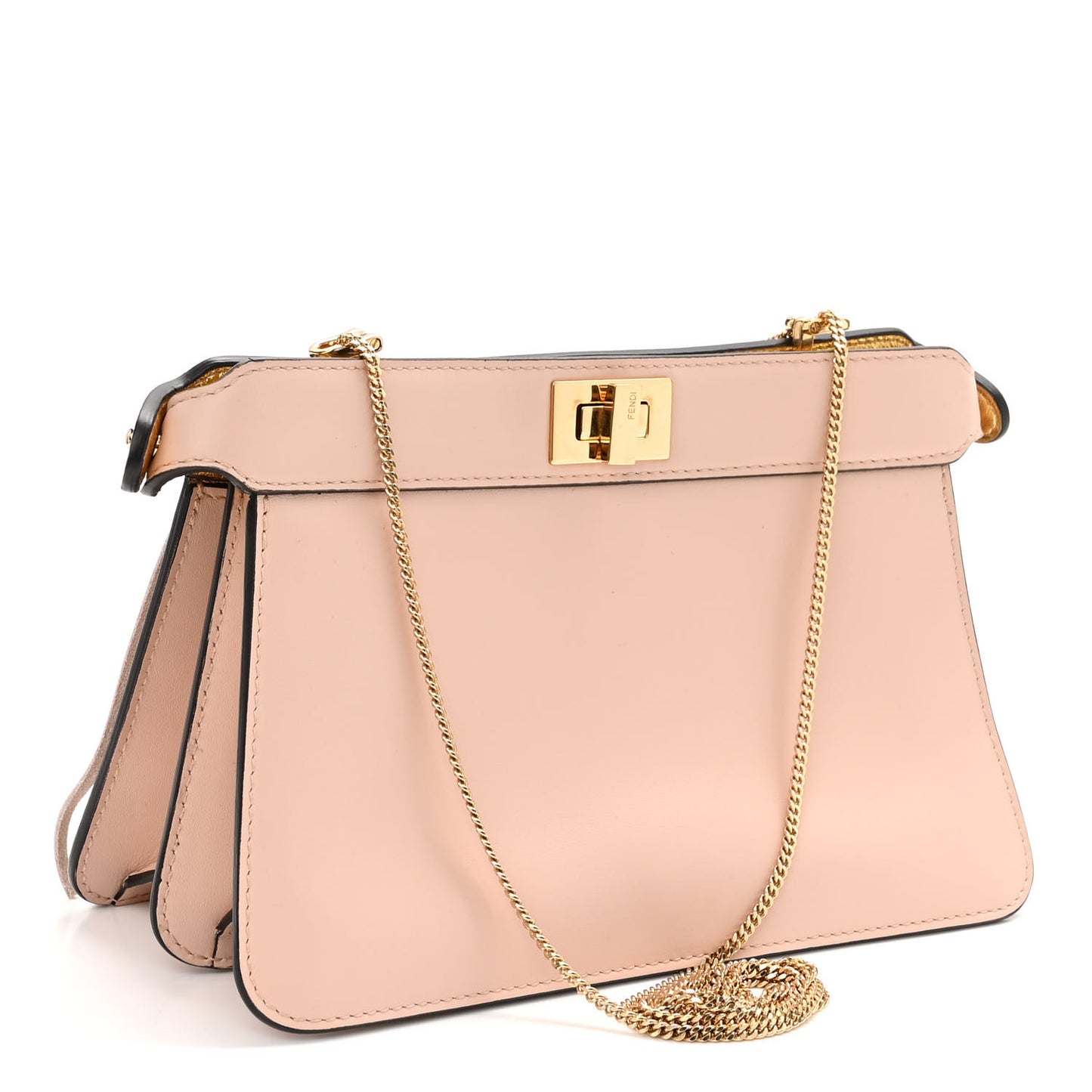 Nappa Fringe Small Peekaboo I SEE U East West Chain Satchel Rosa Quarzo