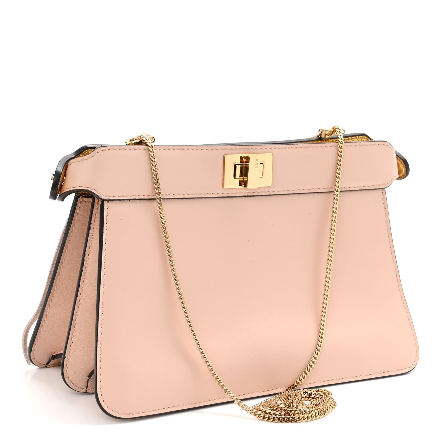Fendi Nappa Fringe Small Peekaboo I SEE U East West Chain Satchel Rosa Quarzo 3 of 11