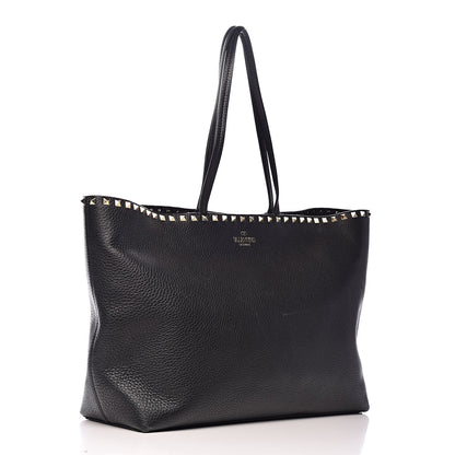 Valentino Garavani Grained Calfskin Rockstud Shoulder Tote Black 3 of 14