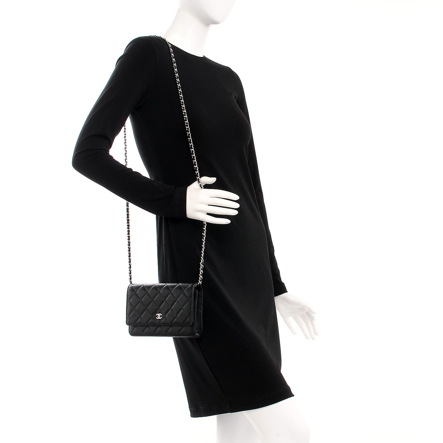 Caviar Quilted Wallet On Chain WOC Black