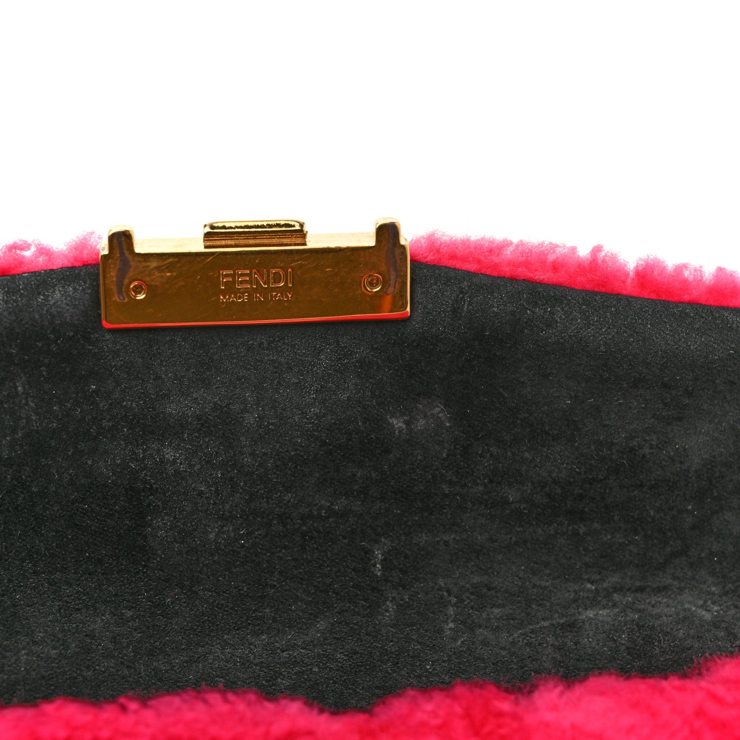 Fendi Shearling Nappa Mini Be Baguette Shoulder Bag Fuxia Black 23 of 25