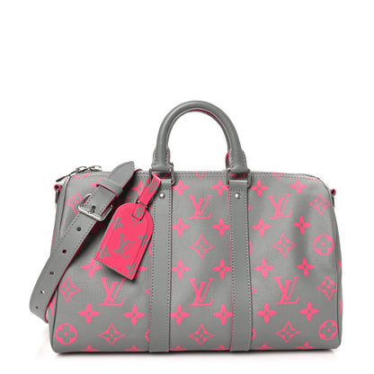 Louis Vuitton Monogram Glow Up Keepall Bandouliere 35 Grey Pink 1 of 9